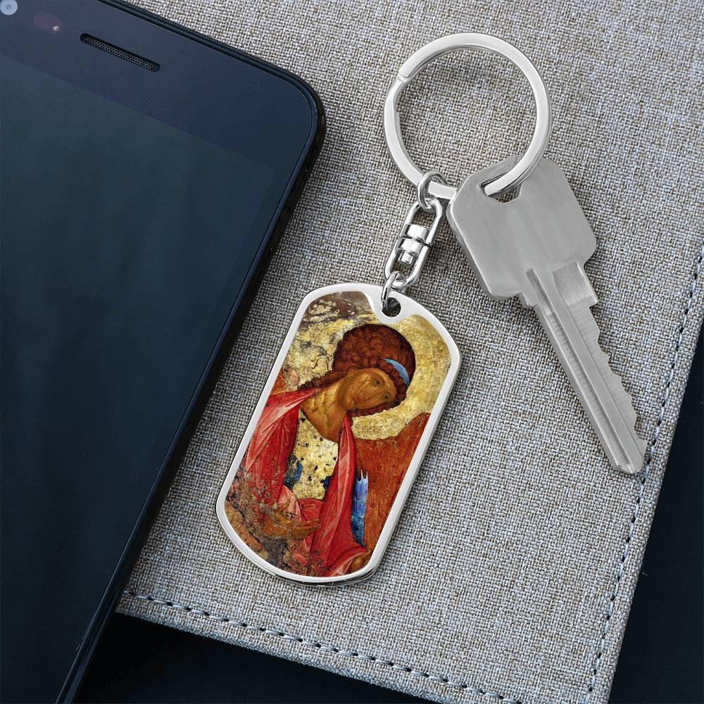 Archangel Michael dog tag keychain