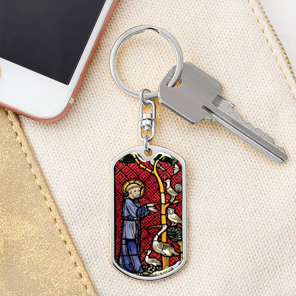 St Francis of Assisi dog tag keychain