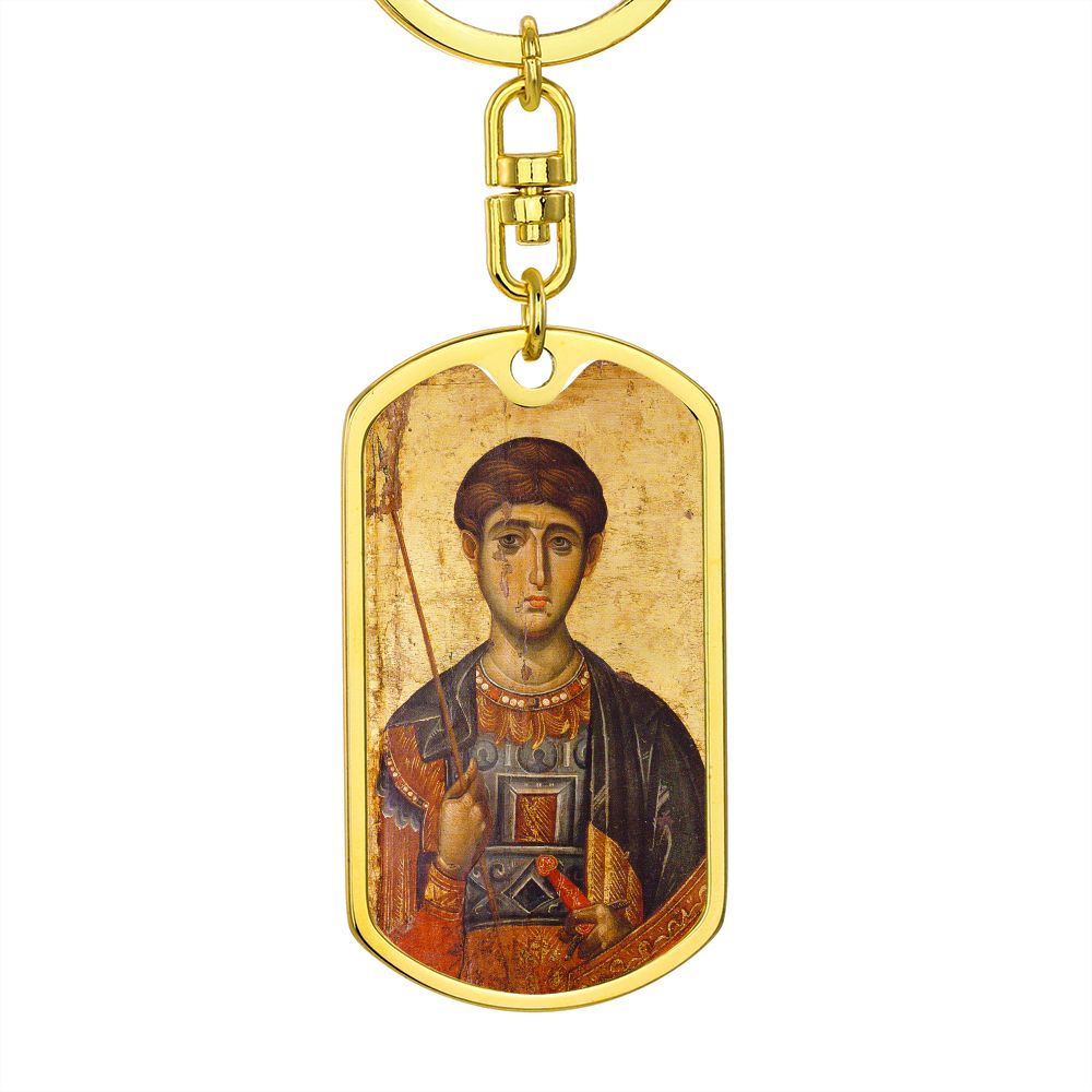 St Demetrios by Panselinos dog tag with Swivel Keychain
