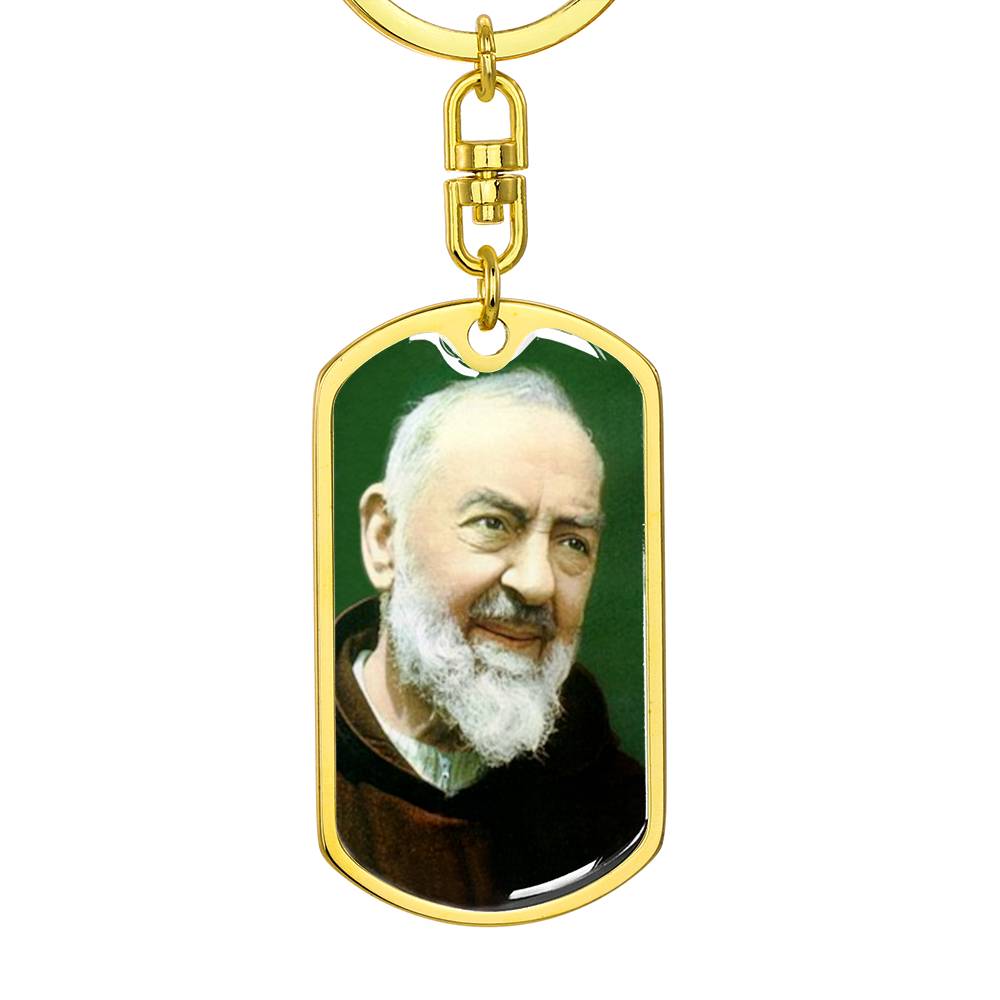 Padre Pio dog tag keychain