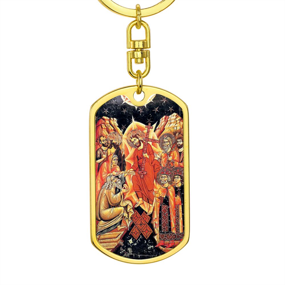 Descent into Hell dog tag keychain