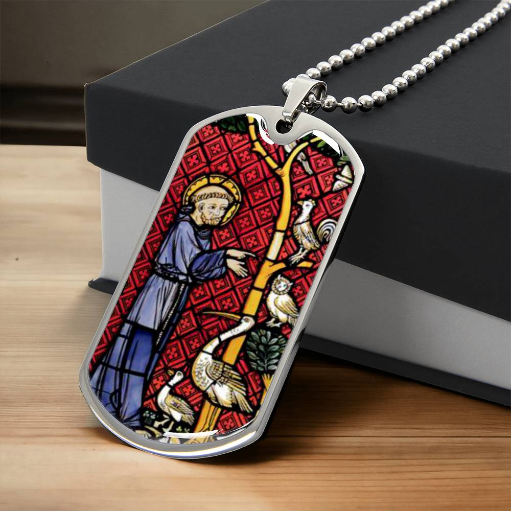 Saint Francis of Assisi Patrron of Animals Dog Tag pendant necklace