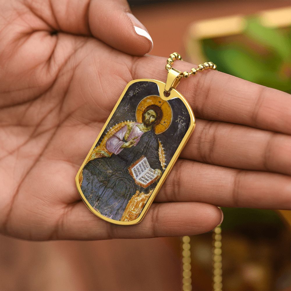 Jesus Christ Pantocrator dog tag necklace