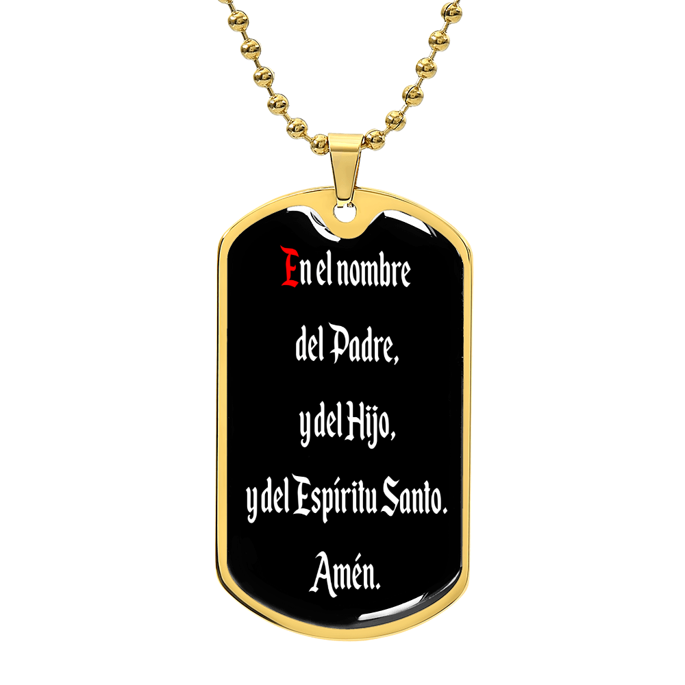 En El Nombre Del Padre Spanish dog tag pendant necklace