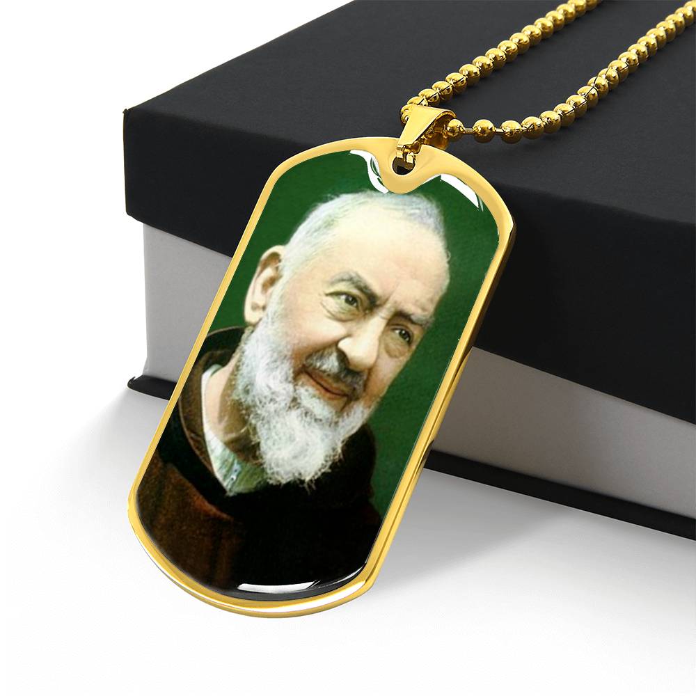 Padre Pio dog tag necklace
