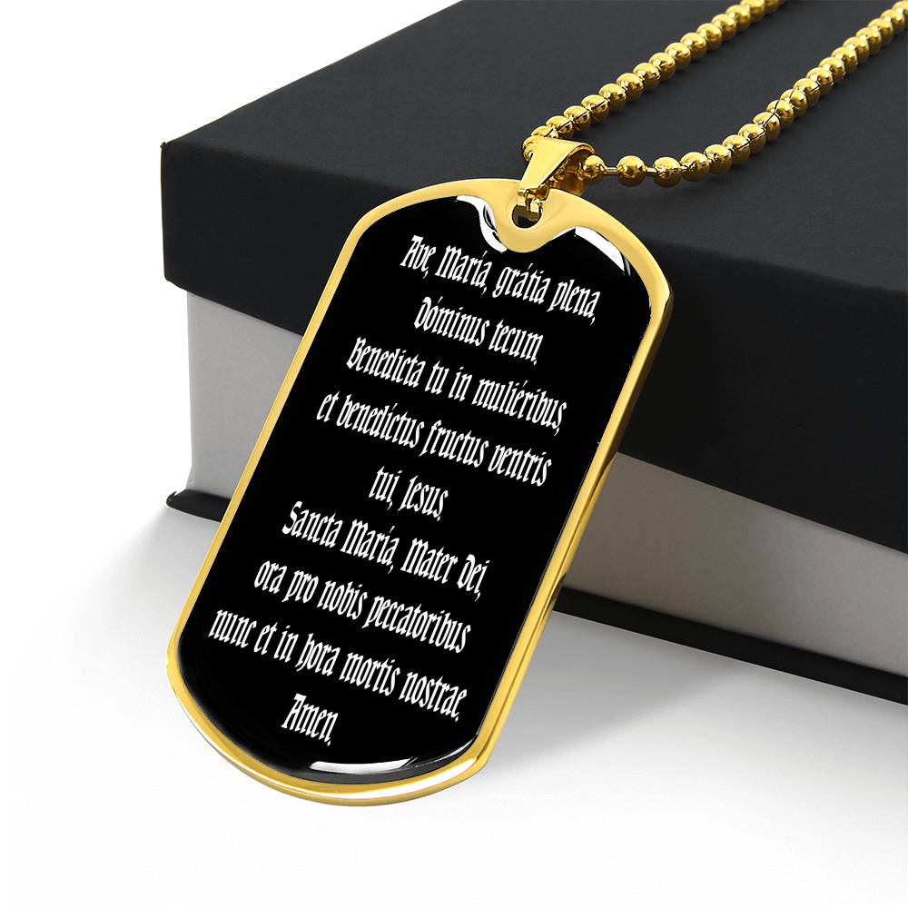 Ave Maria Gratia Plena Dominus Tecum Dog Tag pendant necklace