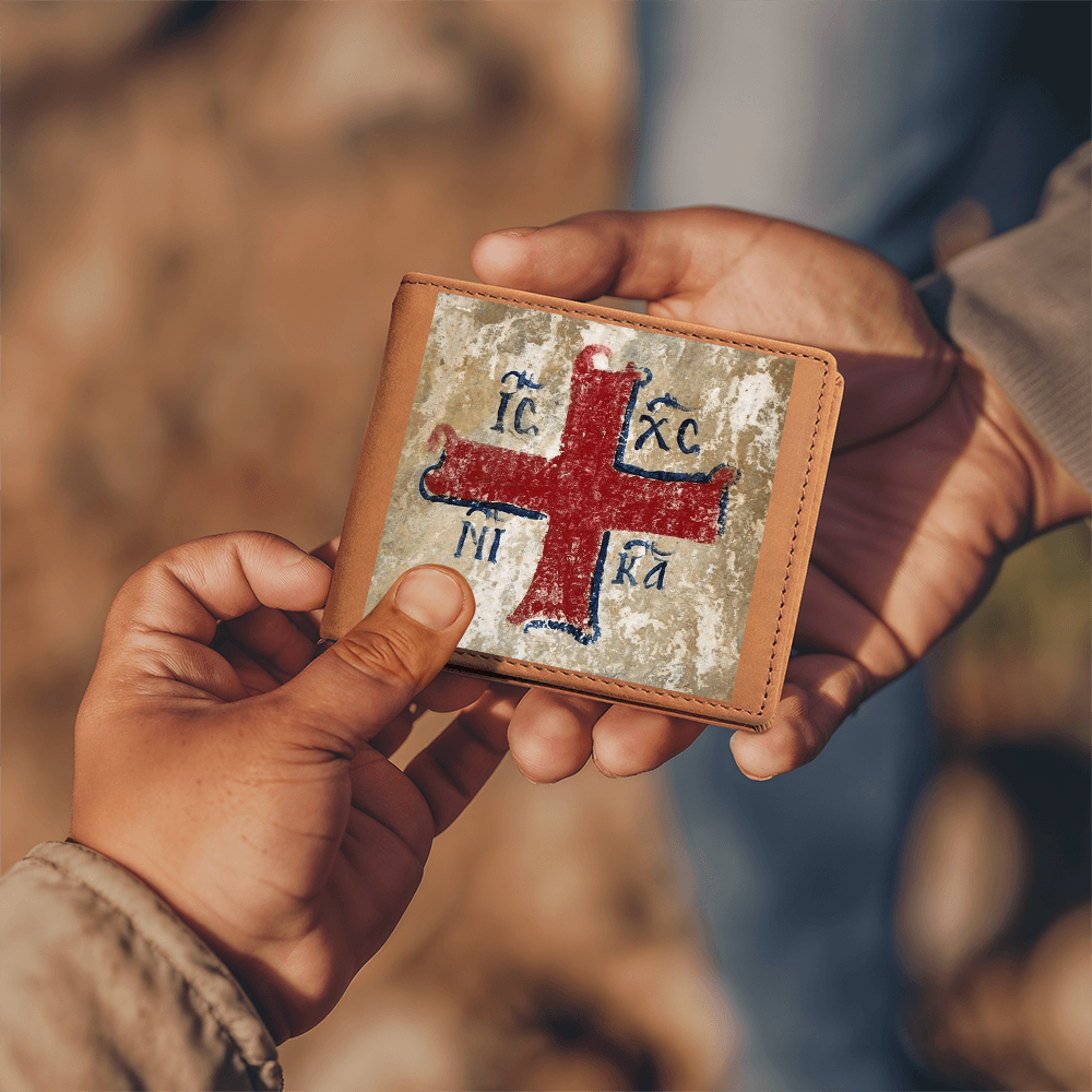 Jesus Christ Conquers IC XC NIKA Christogram Leather Wallet