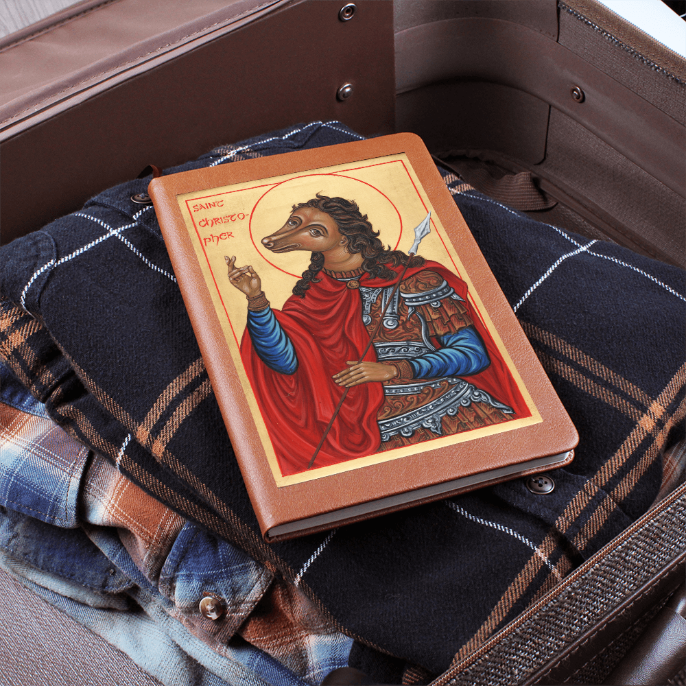 St Christopher Dog Head Orthodox Icon Leather Journal