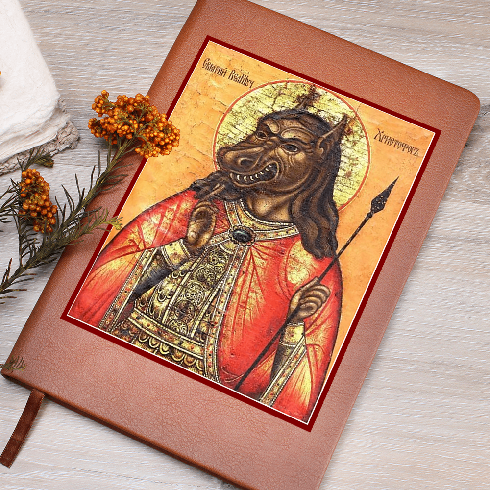 Dog Headed St Christopher Orthodox Icon Leather Journal