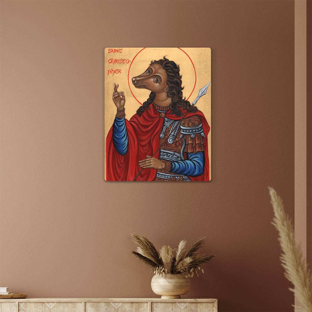 Saint Christopher Dog Head Orthodox icon High Gloss Metal Art Print