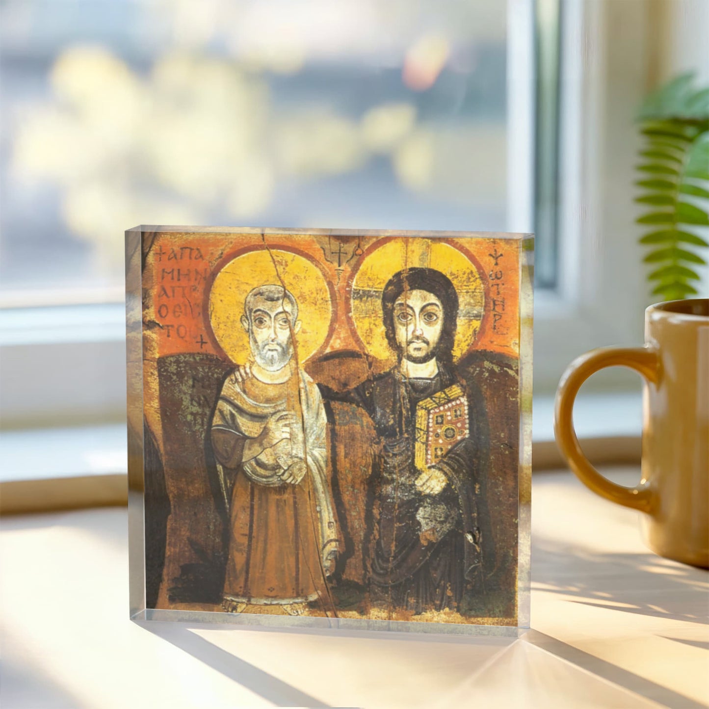 Christ and Abbot Menas Orthodox icon Acrylic Block