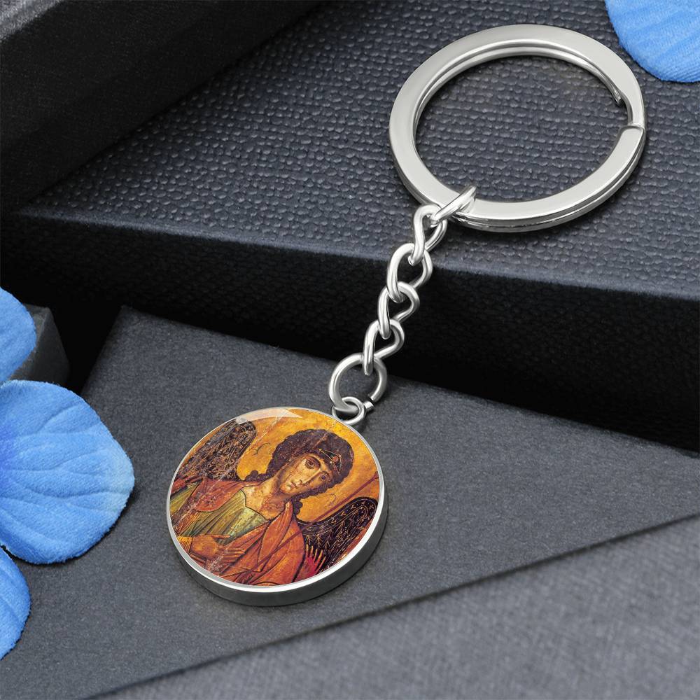 Archangel Michael circle pendant keychain