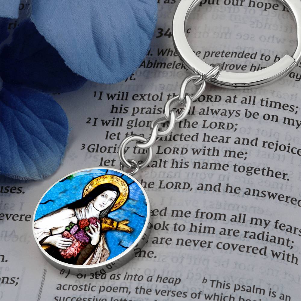 saint-therese of lisieux circle pendant necklace_artwork_original_artwork Graphic Circle Keychain NEW