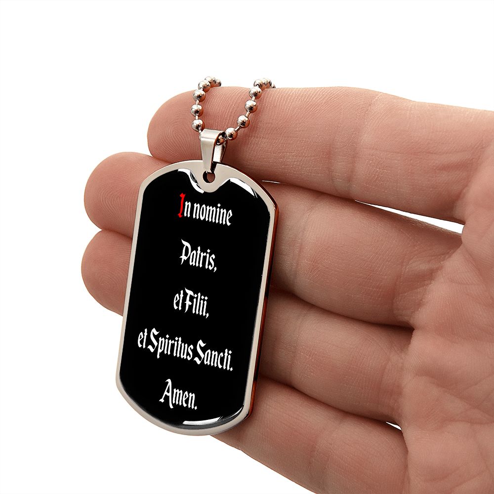 In Nomine Patris LATIN Dog Tag pendant necklace