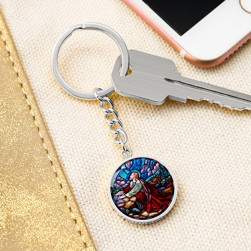 agony-in the garden circle pendant necklace_artwork_original_artwork Graphic Circle Keychain NEW