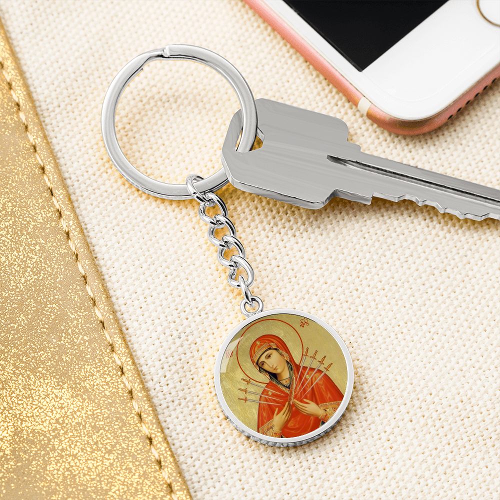 our-lady of sorrows icon pendant necklace_artwork_original_artwork Graphic Circle Keychain NEW