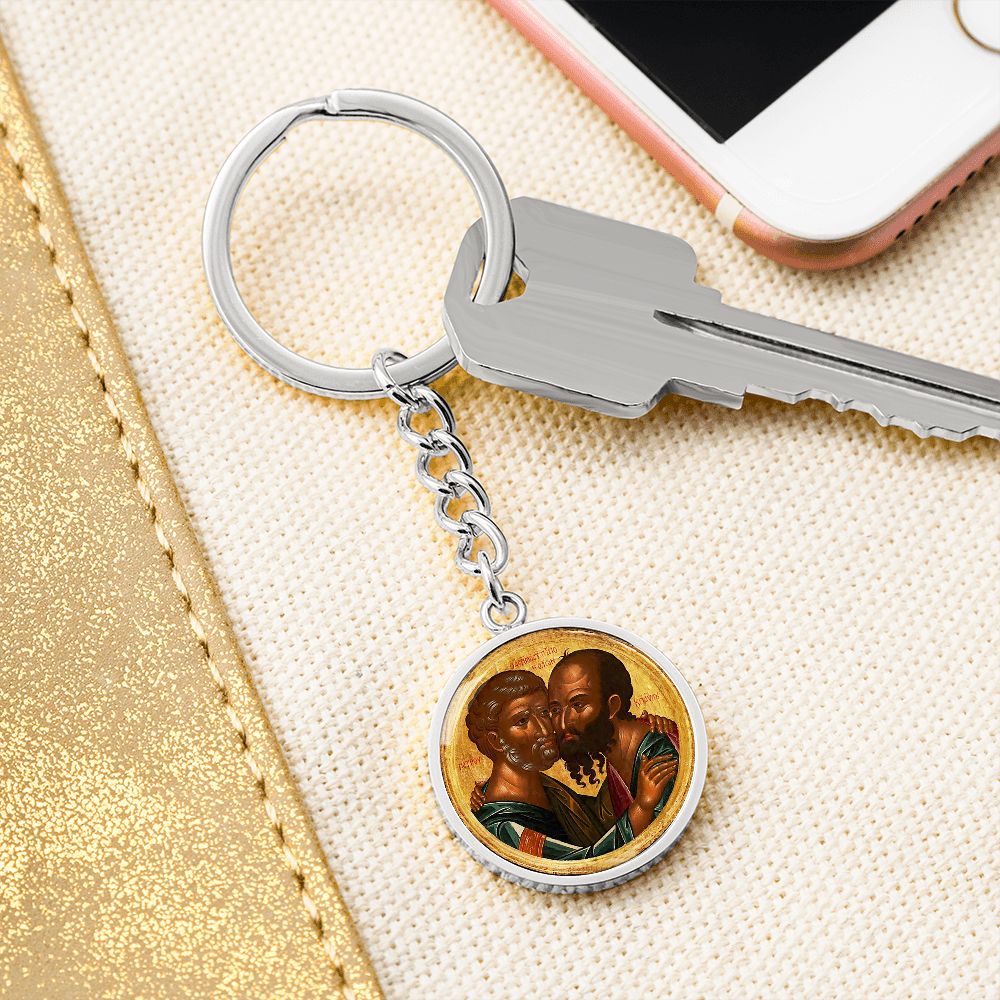 saint-peter and saint paul icon circle pendant necklace_artwork_original_artwork Graphic Circle Keychain NEW