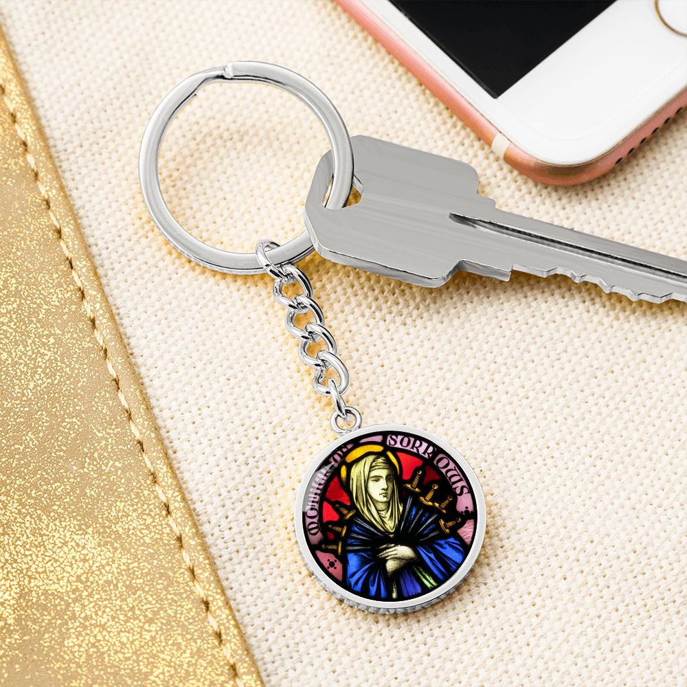 our-lady of sorrows stainglass pendant necklace_artwork_original_artwork Graphic Circle Keychain NEW