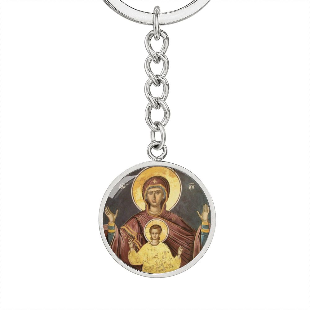 Theotokos Oranta Circle New circle ShineOn Circle Pendant Keychain