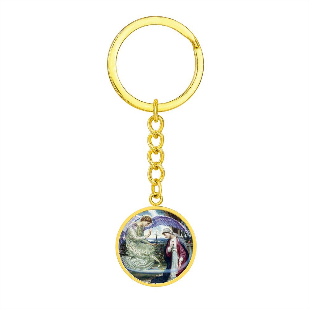 Anunciation Prerafaelites Ave Maria Gracia ShineOn Circle Circle Pendant Keychain