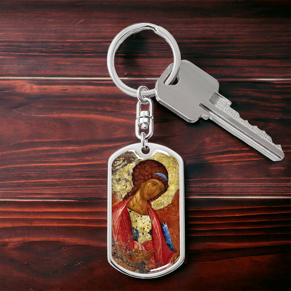 Archangel Michael dog tag keychain