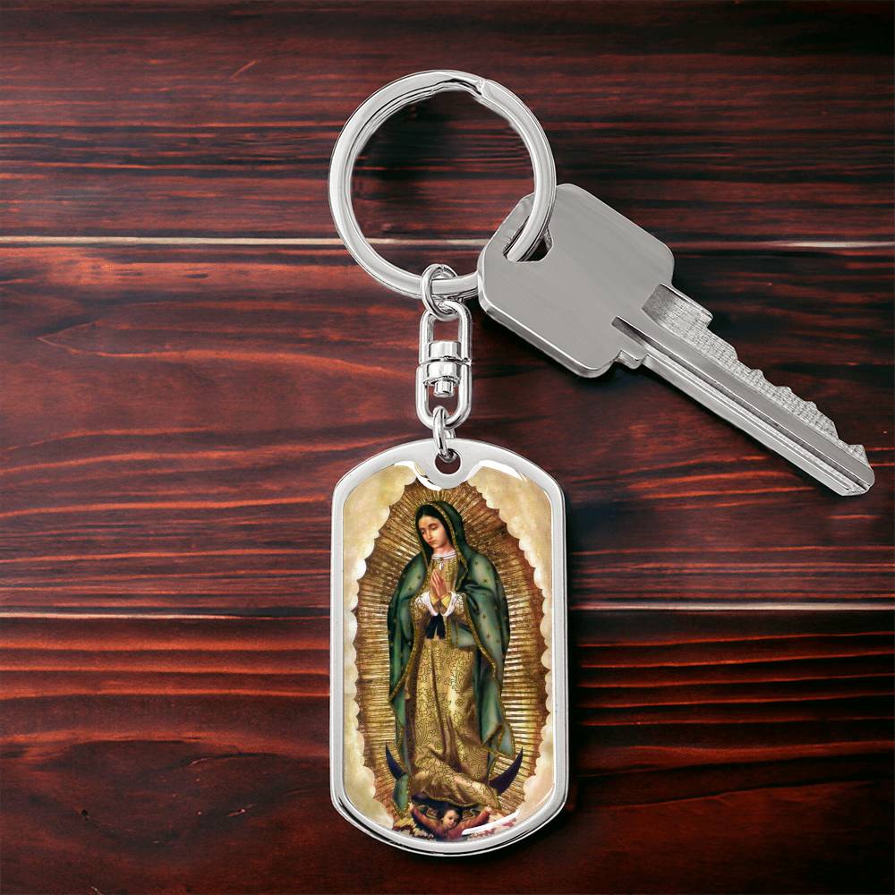 Our Lady of Guadalupe dog tag keychain