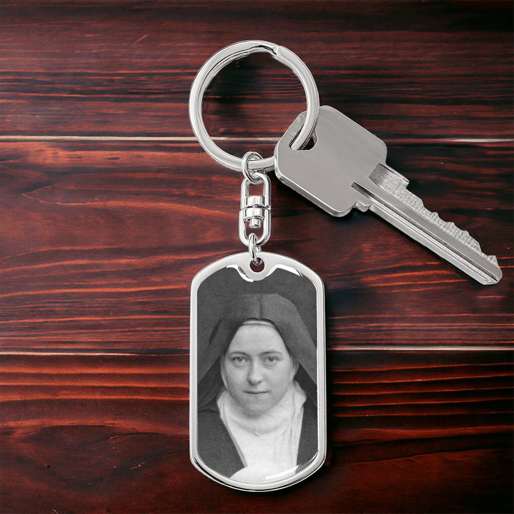 St Thérèse of Lisieux dog tag keychain