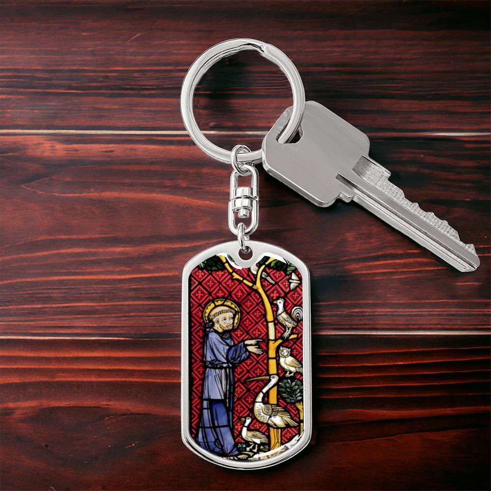 St Francis of Assisi dog tag keychain