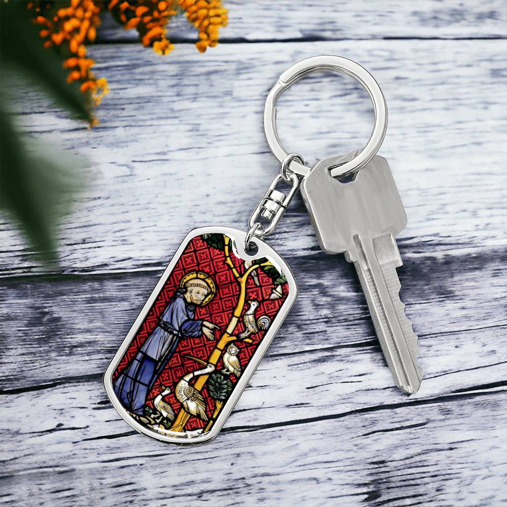 St Francis of Assisi dog tag keychain