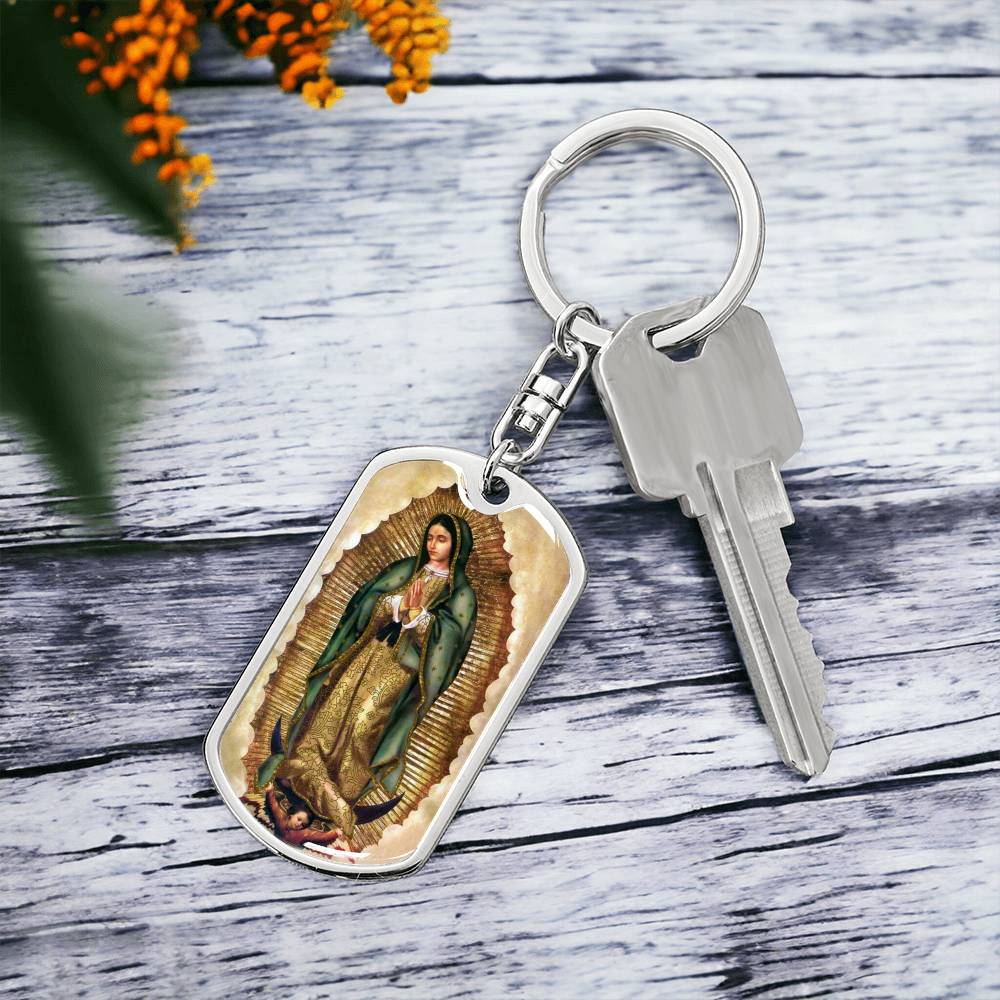 Our Lady of Guadalupe dog tag keychain