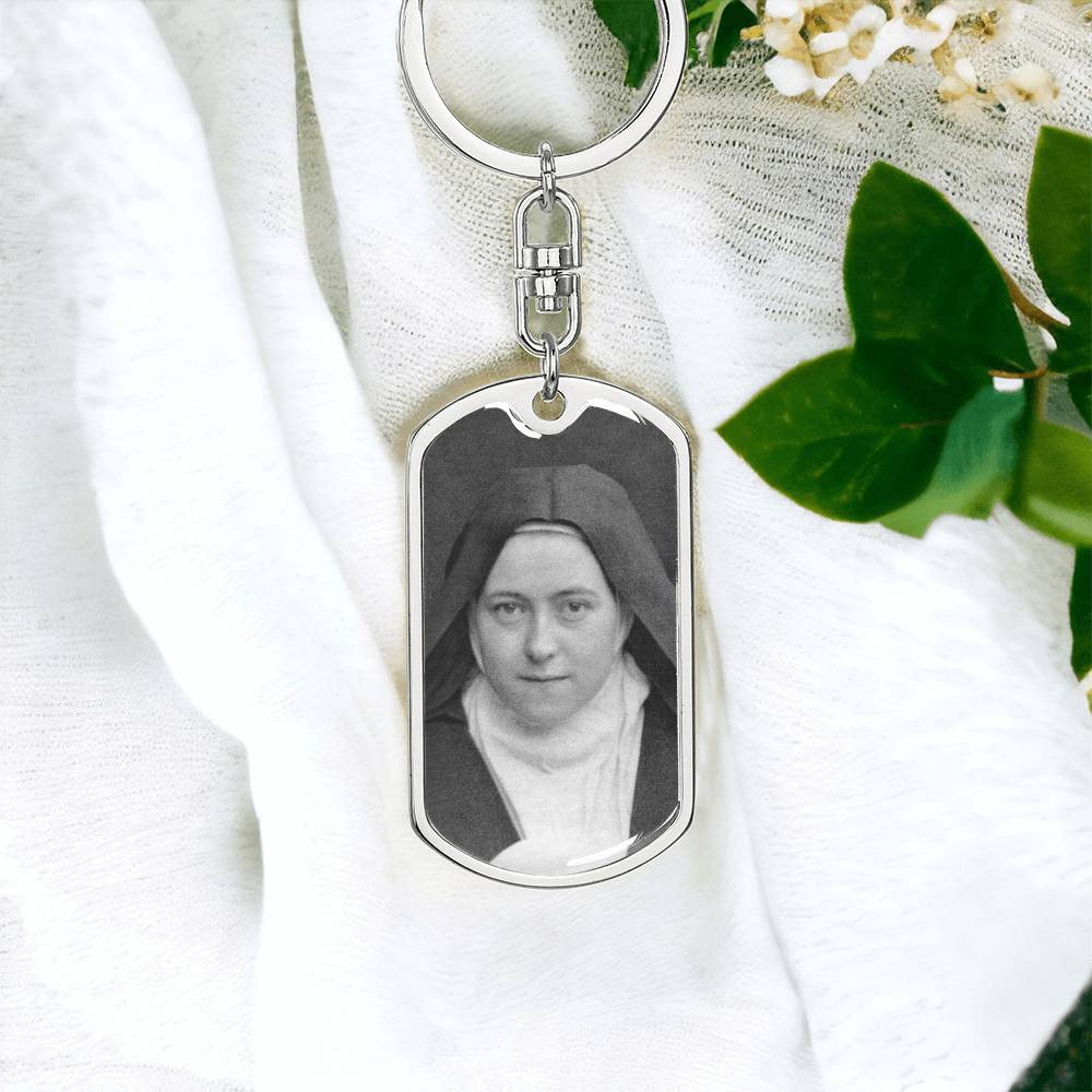 St Thérèse of Lisieux dog tag keychain