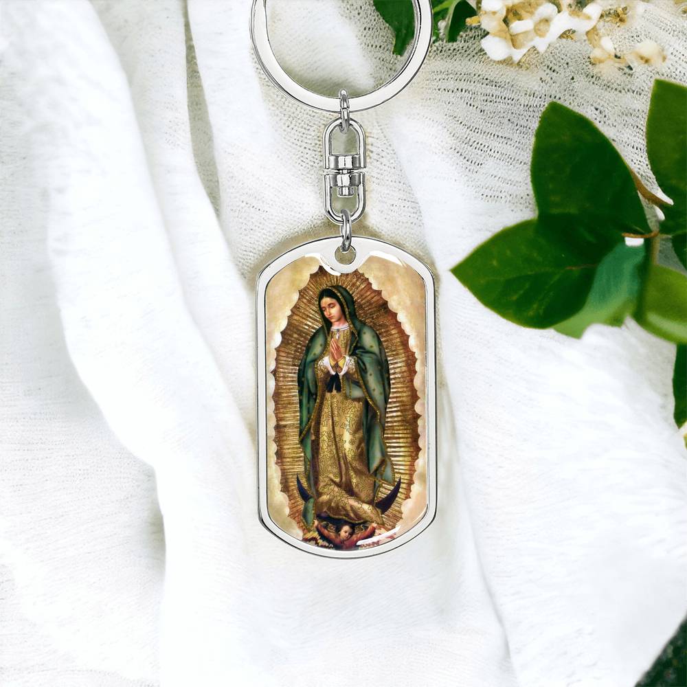Our Lady of Guadalupe dog tag keychain