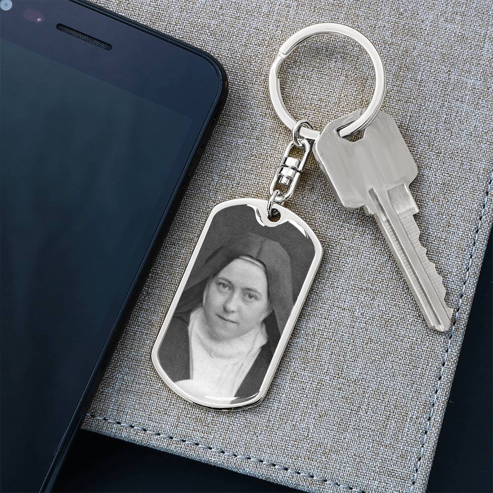 St Thérèse of Lisieux dog tag keychain