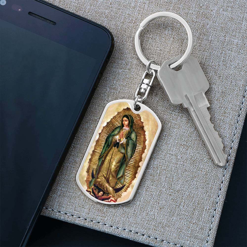 Our Lady of Guadalupe dog tag keychain