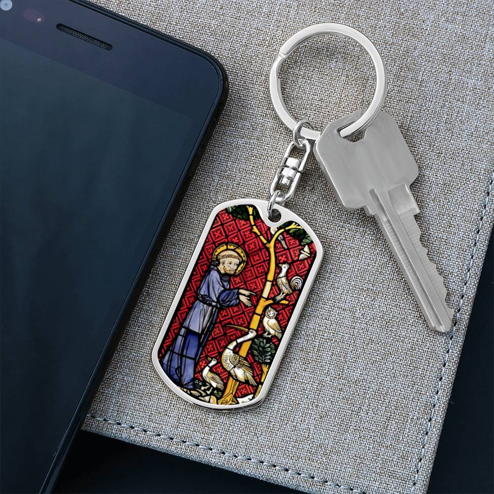St Francis of Assisi dog tag keychain