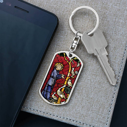 St Francis of Assisi dog tag keychain