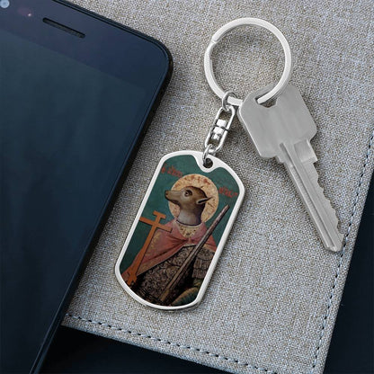 Dog Headed St Christopher dog tag keychain