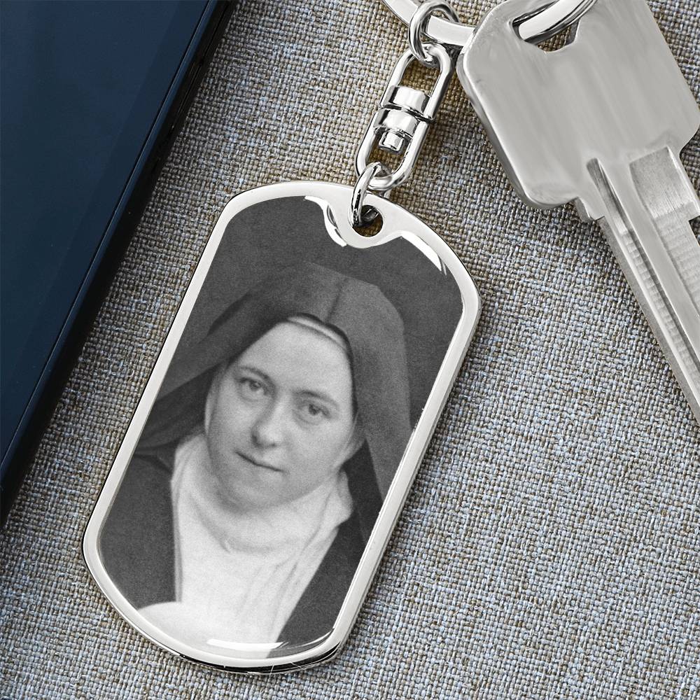 St Thérèse of Lisieux dog tag keychain
