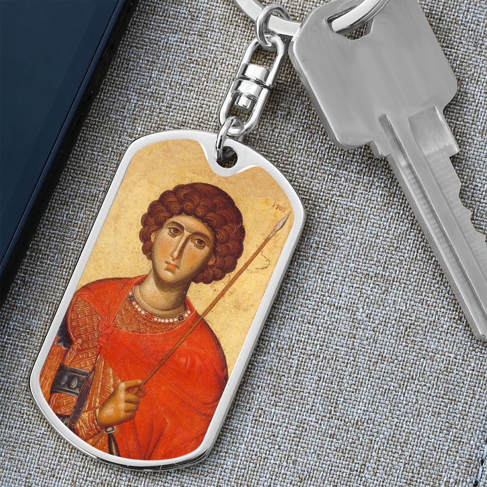 St George by Panselinos dog tag Swivel Keychain