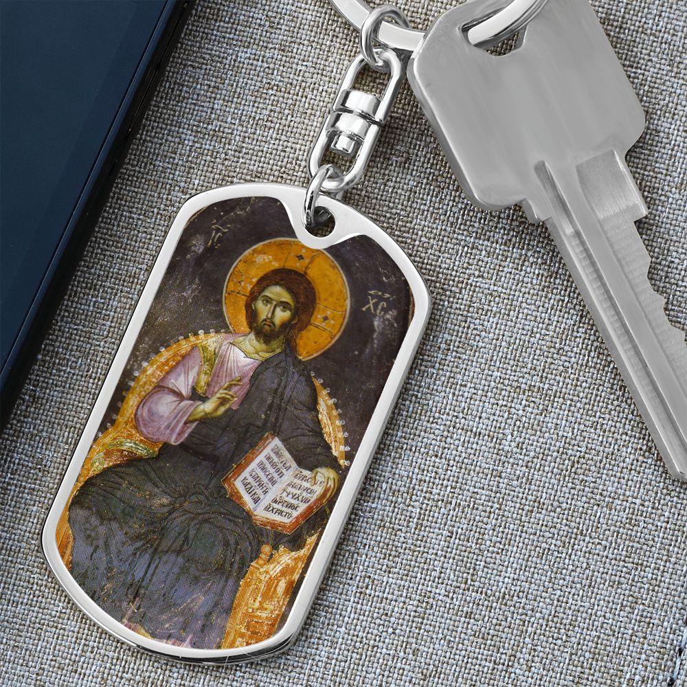 Jesus Christ Pantocrator dog tag Swivel Keychain