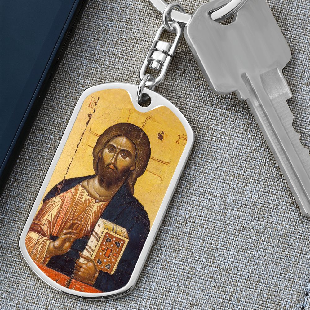 Jesus Christ Pantocrator Vatopedi dog tag Swivel Keychain
