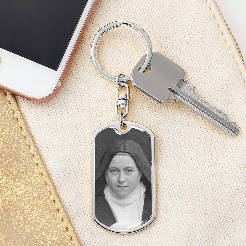 St Thérèse of Lisieux dog tag keychain