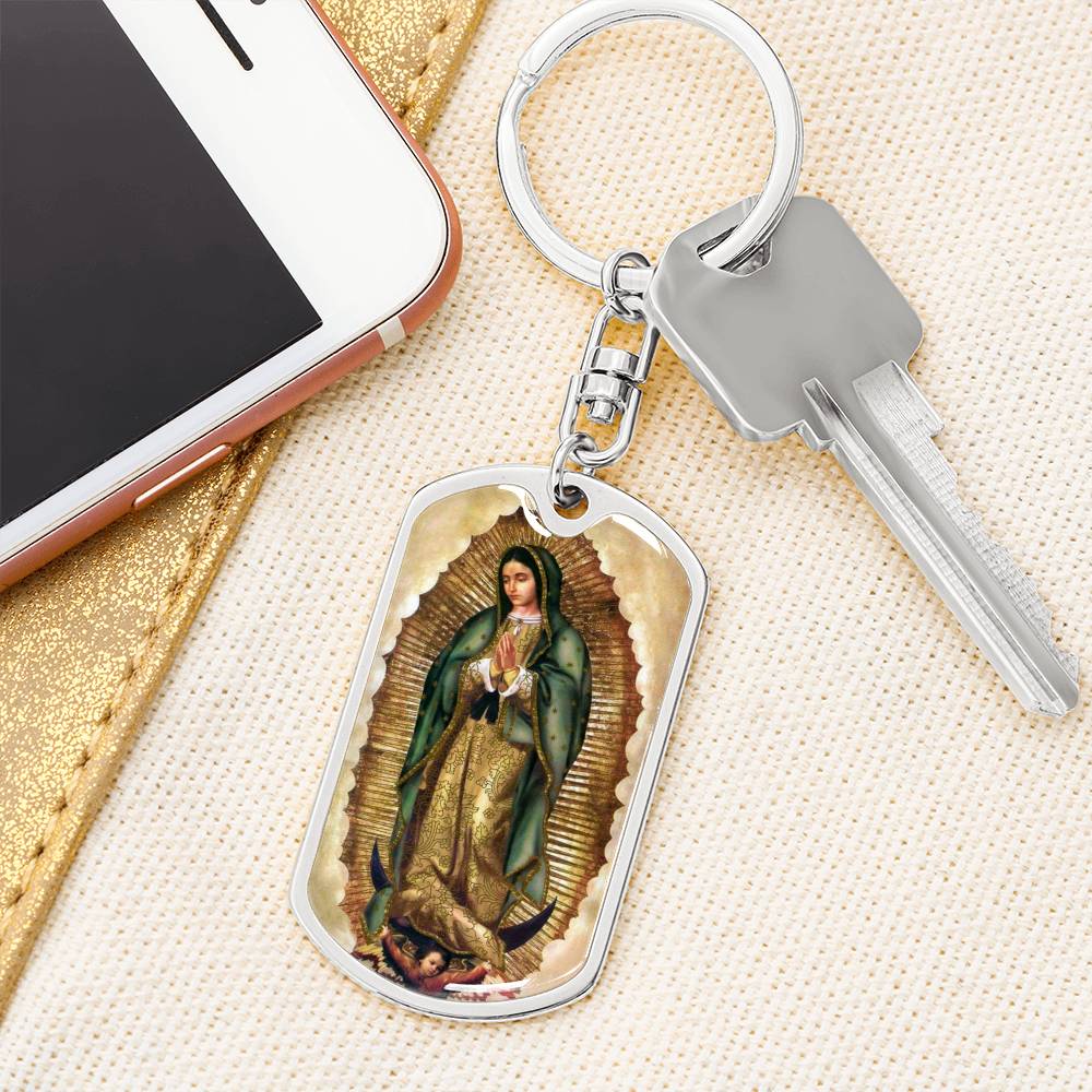 Our Lady of Guadalupe dog tag keychain