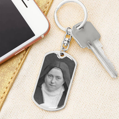 St Thérèse of Lisieux dog tag keychain