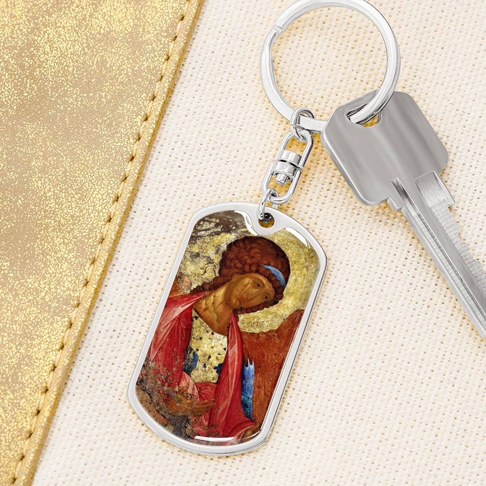 Archangel Michael dog tag keychain