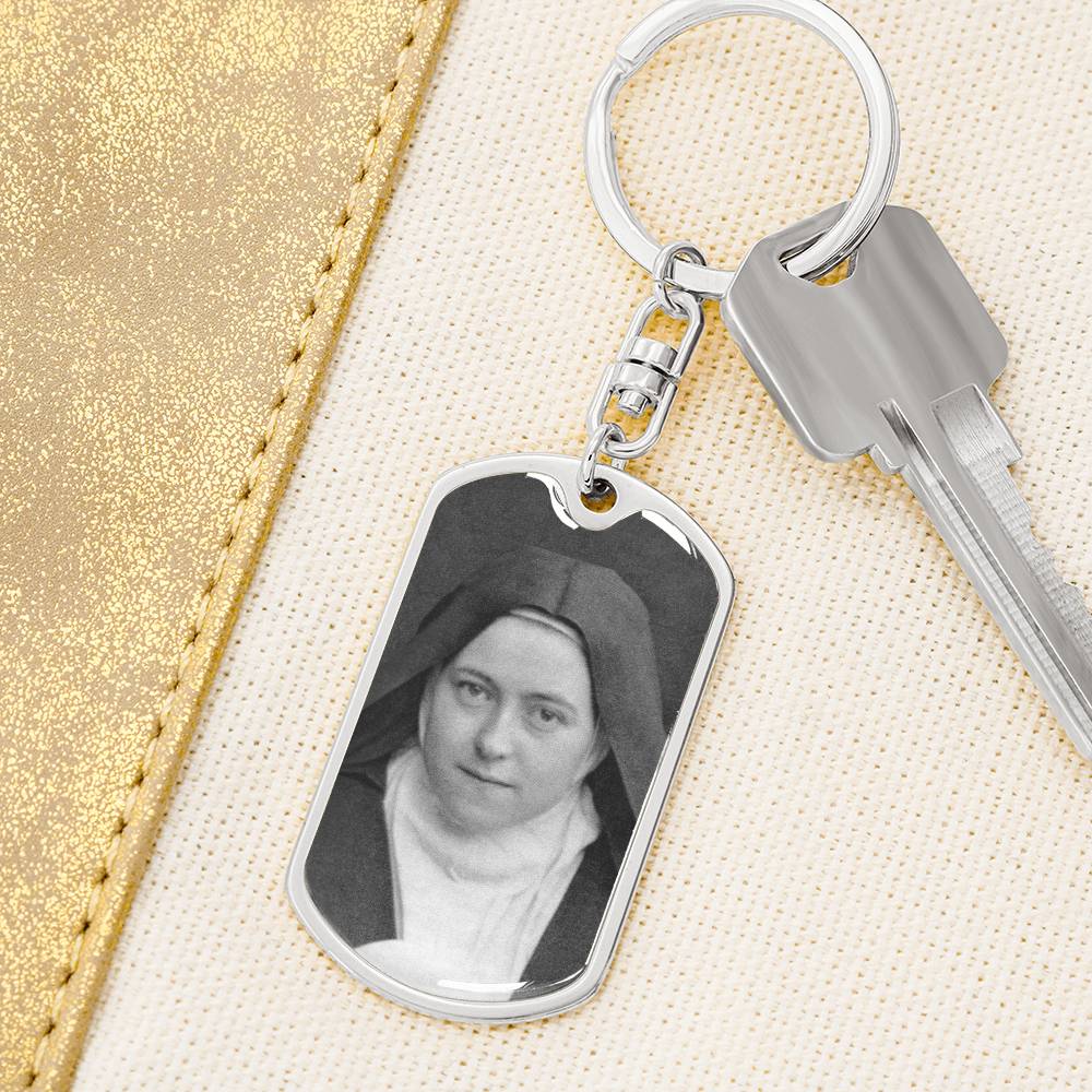 St Thérèse of Lisieux dog tag keychain