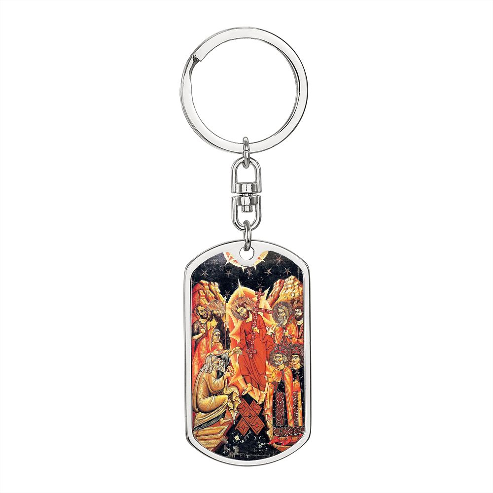 Descent into Hell dog tag keychain
