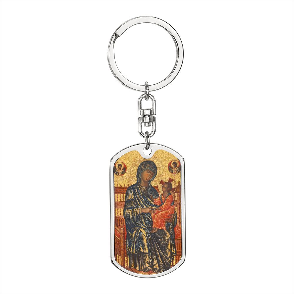 Theotokos Enthroned dog tag keychain