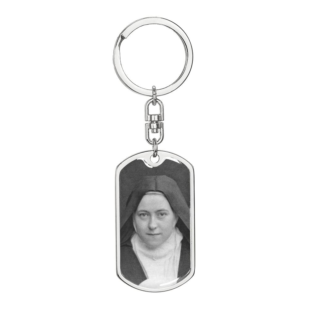 St Thérèse of Lisieux dog tag keychain