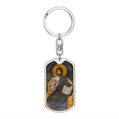 Jesus Christ Pantocrator dog tag Swivel Keychain